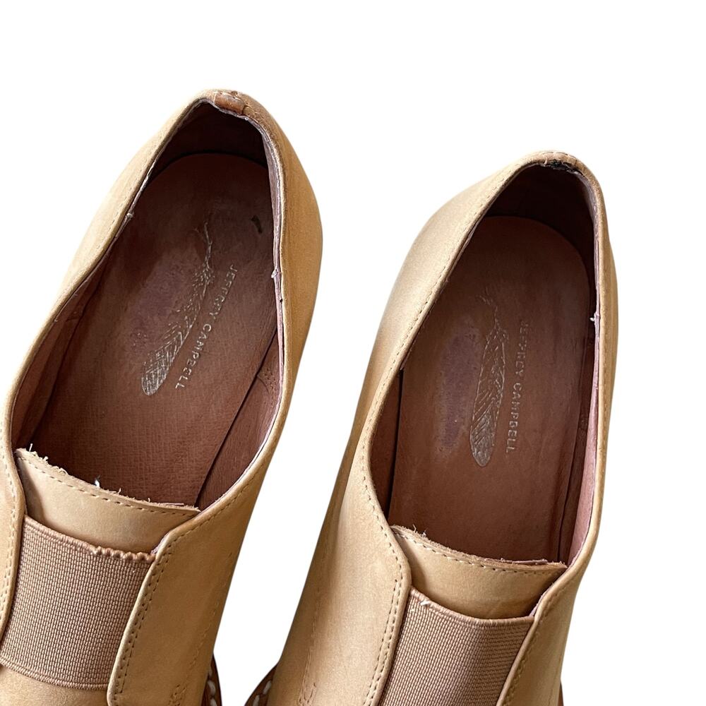 Free People x Jeffrey Campbell Ardent Tan Leather Block Heel Loafer Size 7.5 - Picture 3 of 10